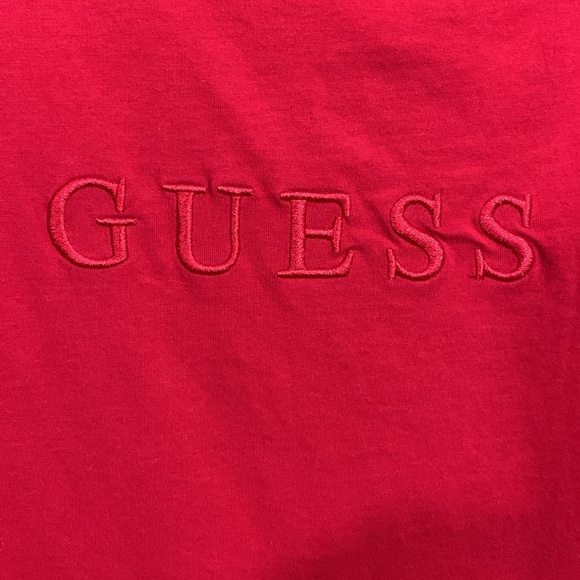 GUESS Men's Red Short Sleeve Pima Embellished Logo Crew T-Shirt size M - Picture 2 of 12